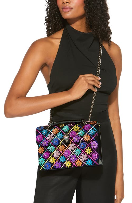 KURT GEIGER KURT GEIGER LONDON KENSINGTON FLOWERS CONVERTIBLE LEATHER SHOULDER BAG