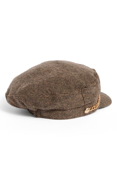 Vince Camuto Bouclé Newsboy Cap With Chain In Brown
