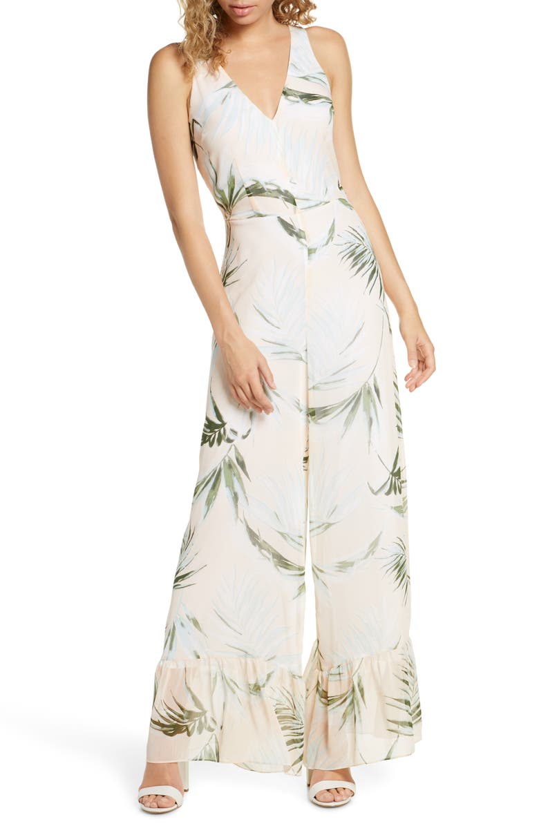 Avec Les Filles Royal Palm Wide Leg Jumpsuit, Main, color,