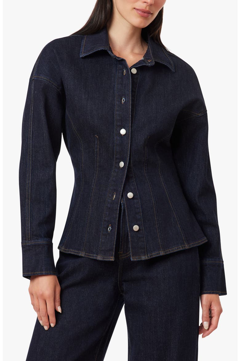 Seamed Stretch Denim Shirt, Main, color, RINSE