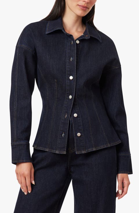 Seamed Stretch Denim Shirt