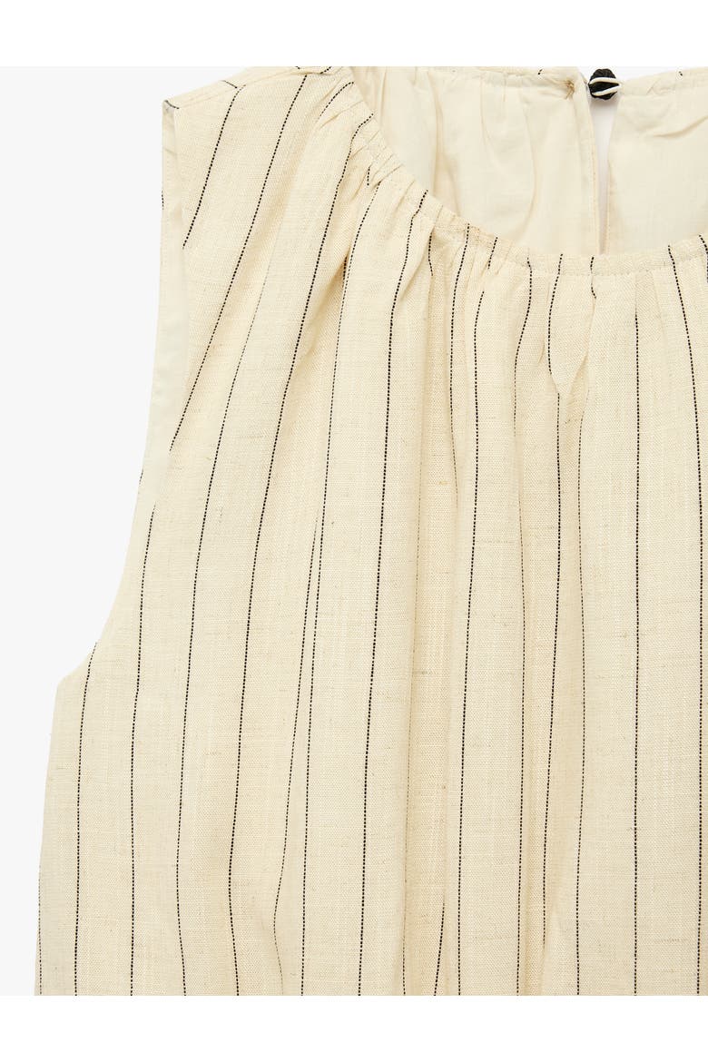 Linen Blend Sleeveless Crew Neck Striped Top, Alternate, color, BEIGE STRIPE