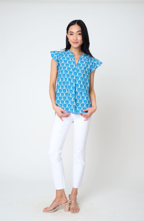 Gibsonlook Notch Neck Flutter Sleeve High-low Top