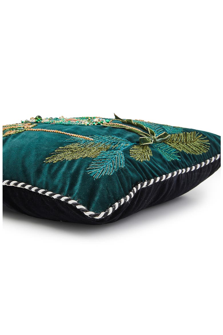 Emerald Ornaments Beaded Accent Pillow, Alternate, color, GREEN