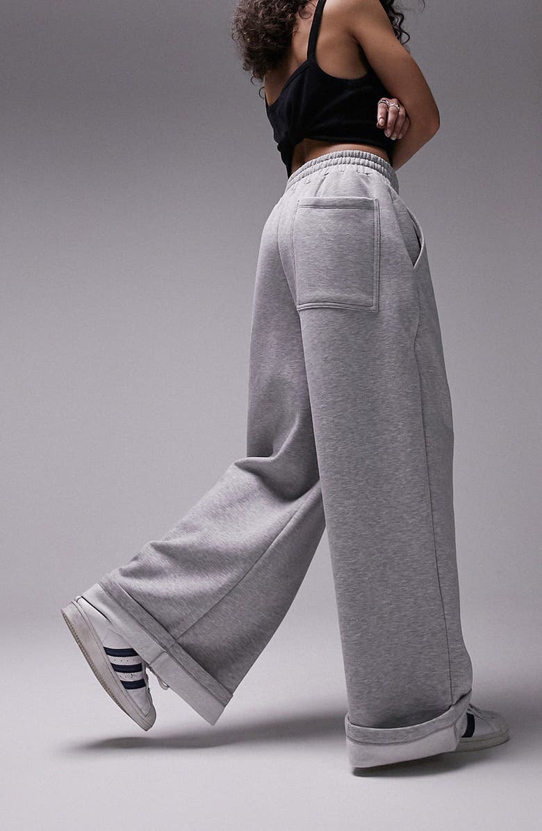 Topshop Wide Leg Cuffed Joggers, Alternate, color, 