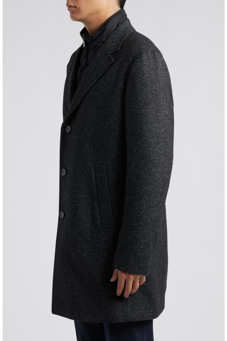 Hyde Tweed Coat with Removable Quilted Bib, Alternate, color, BLK