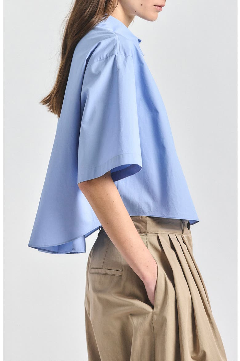 Olivia Crop Woven Shirt, Alternate, color, LIGHT BLUE