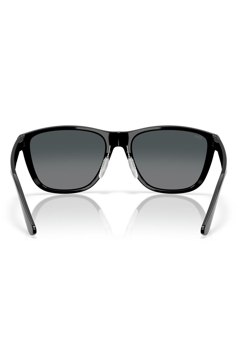 Costa Del Mar 57mm Polarized Rectangular Sunglasses, Alternate, color, Black/ Gray Gradient 580G