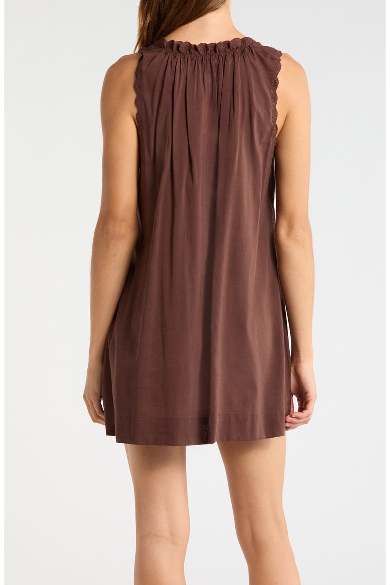 Holly Eyelet Trim Organic Cotton Blend Nightgown, Alternate, color, CAFE