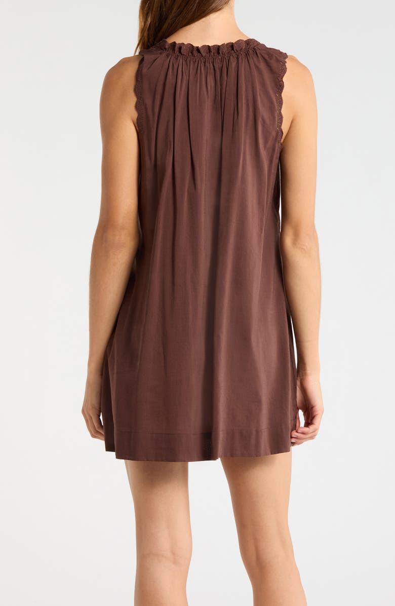 Reformation Holly Eyelet Trim Organic Cotton Blend Nightgown, Alternate, color, Cafe