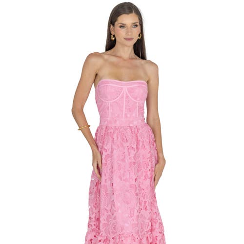 Akalia Amelia Lace Bustier Midi Dress Guipure Lace
