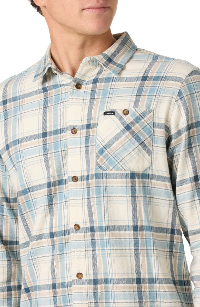 O'Neill Redmond Plaid Flannel Button-Up Shirt, Alternate, color, Cream