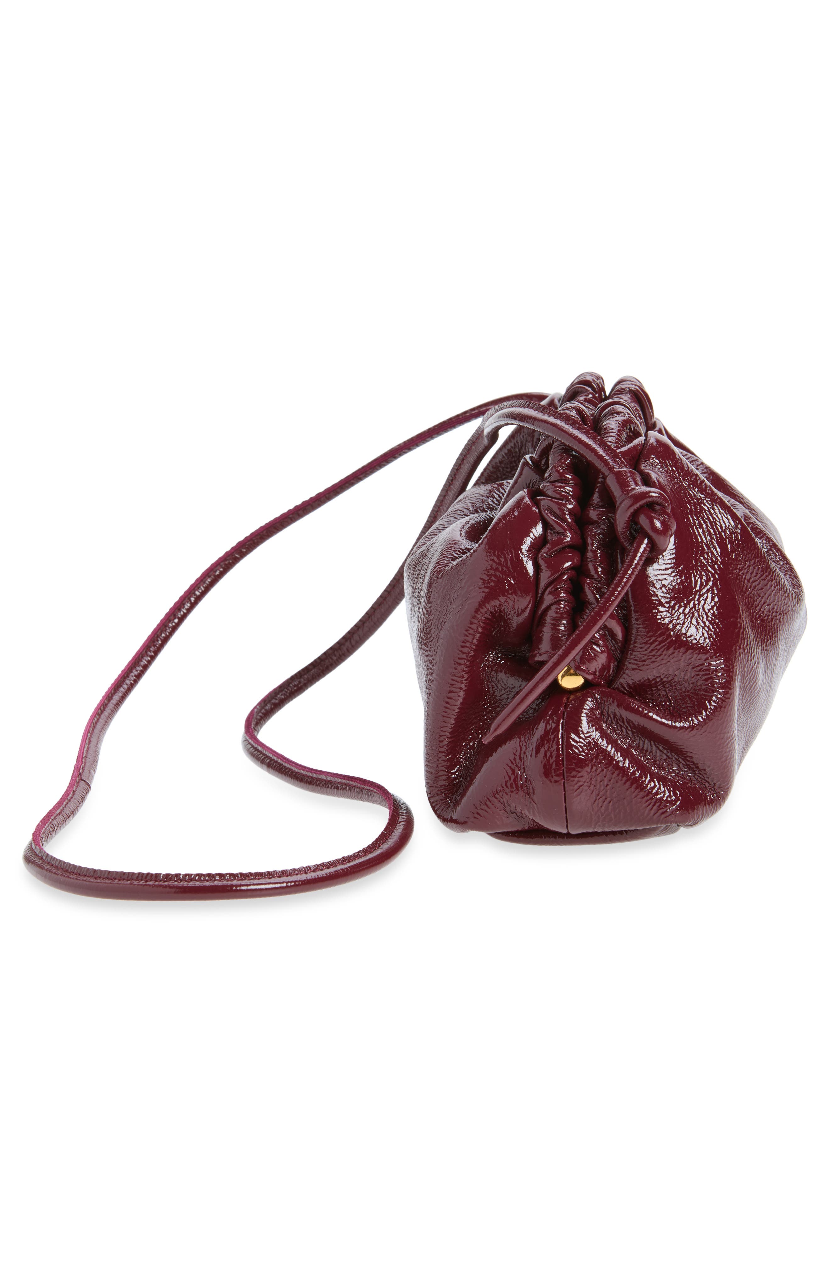 Mini Cloud Leather Clutch, Alternate, color, CLARET