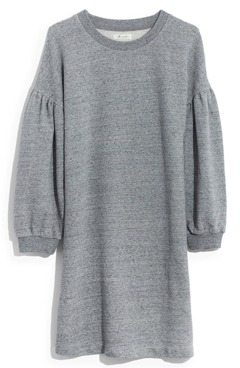 Madewell Bubble Sleeve Sweatshirt Dress, Main, color, 