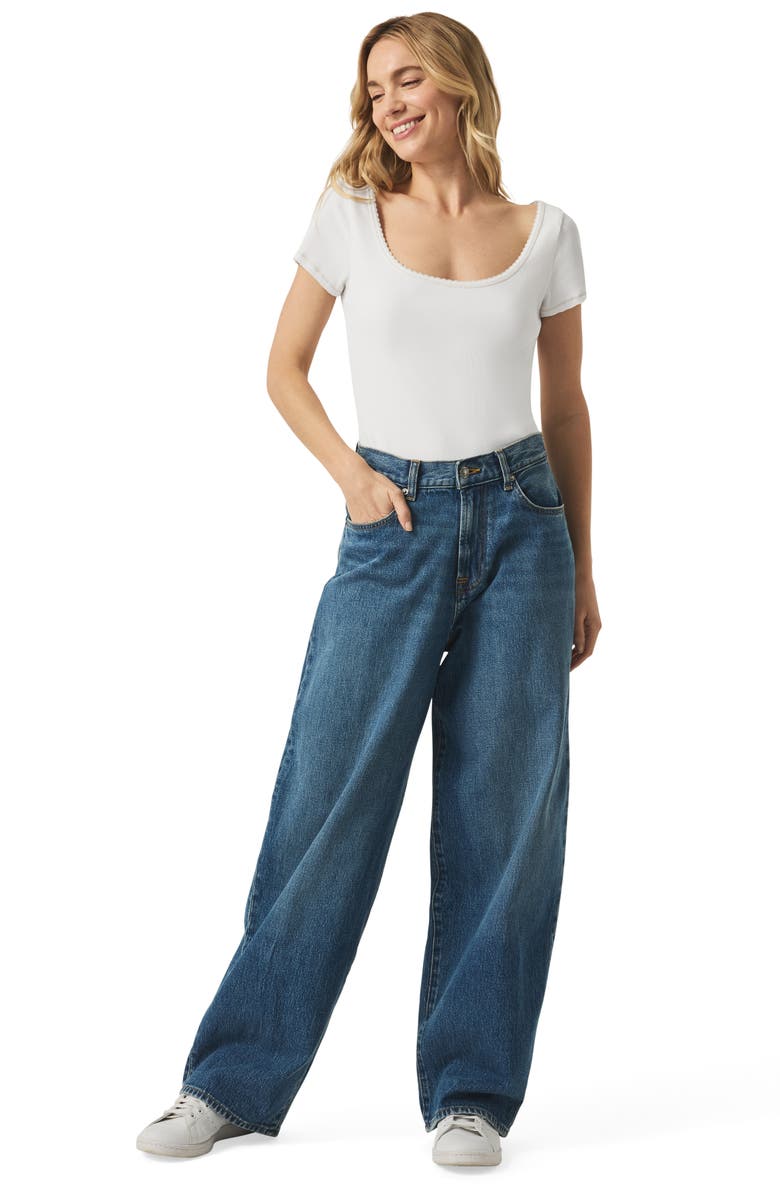 Splendid Posie Scoop Neck Ribbed T-Shirt, Alternate, color, White