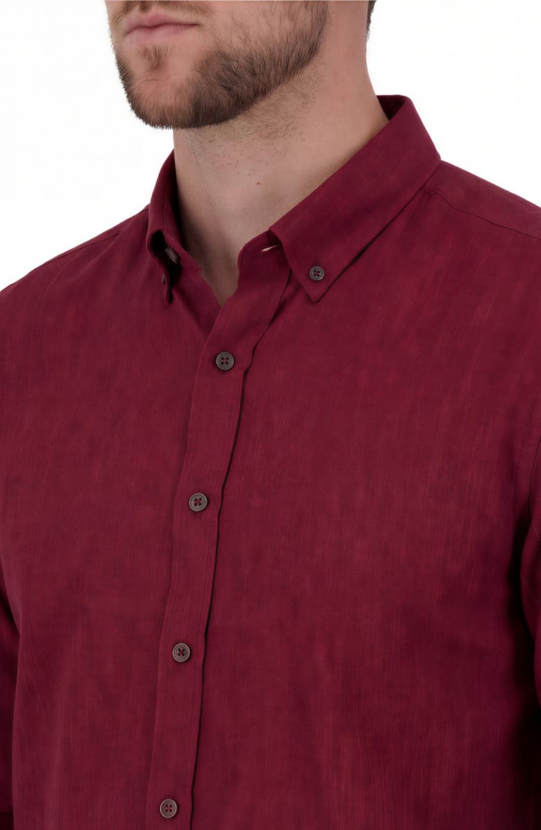 Report Collection Regular Fit Texture Print 4-Way Stretch Button-Up Shirt, Alternate, color, Burgundy