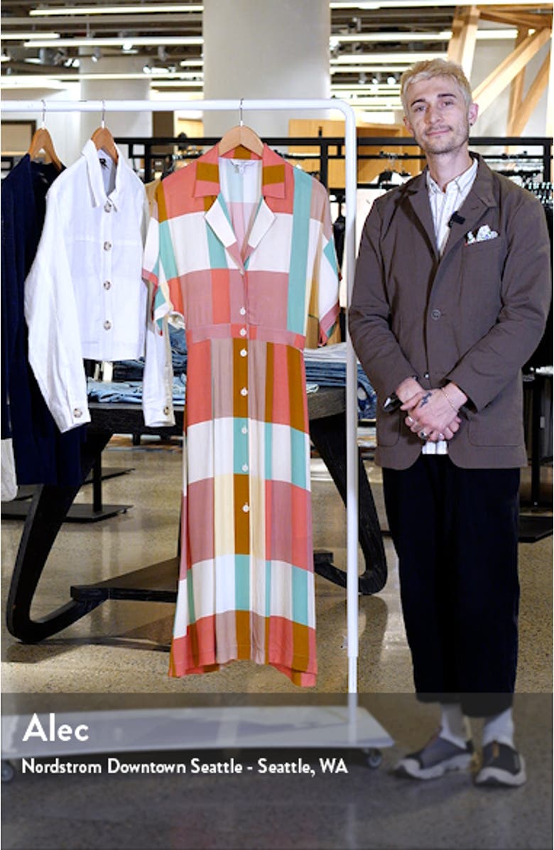 Izzy Block Print Midi Shirtdress, sales video thumbnail