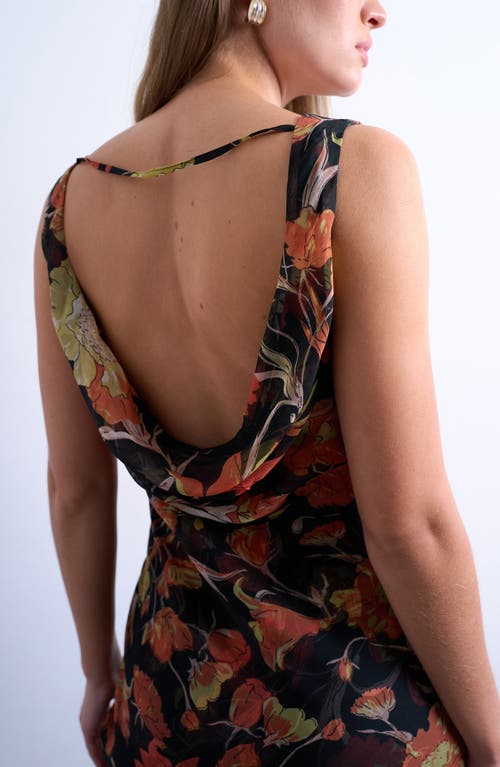 Topshop Floral Cowl Neck Chiffon Maxi Dress In Multi