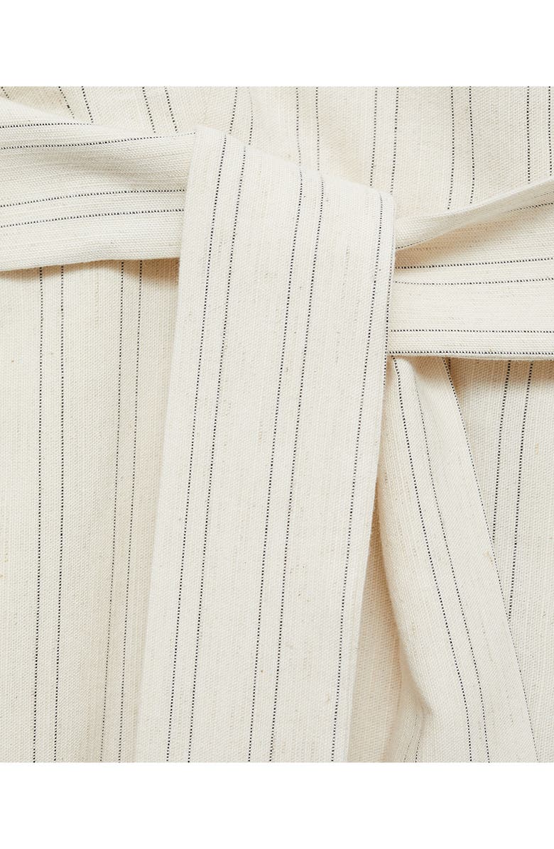 MANGO Stripe Tie Belt Jumpsuit, Alternate, color, Off White