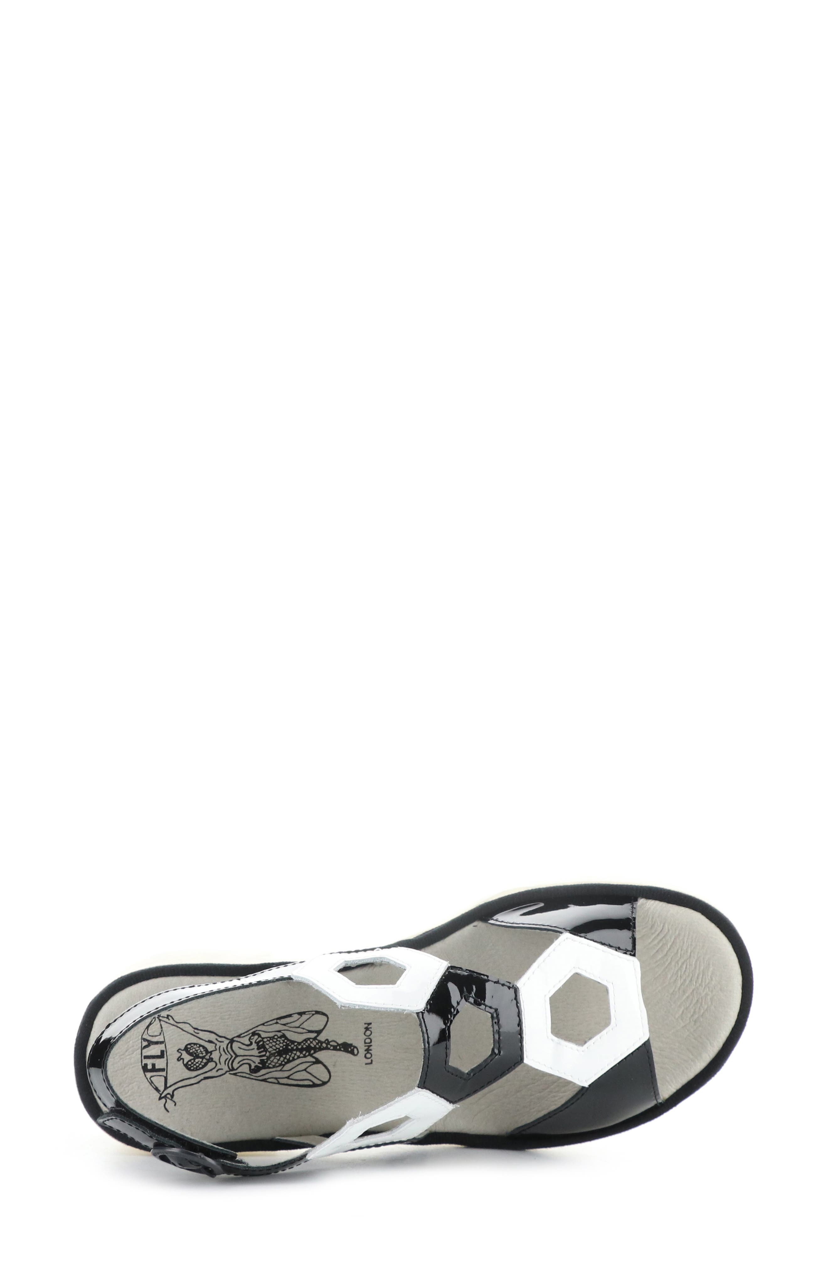 Fly London Tewa Strappy Platform Sandal, Alternate, color, Black/ White