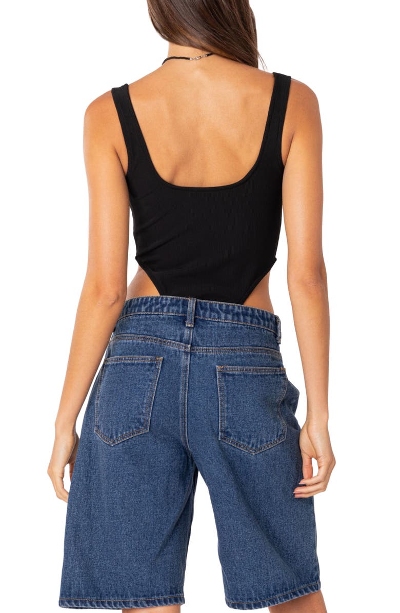 EDIKTED High Cut Rib Bodysuit, Alternate, color, 