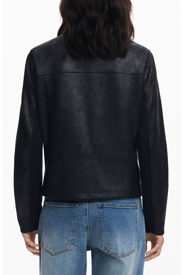 Faux Leather Jacket, Alternate, color, BLACK