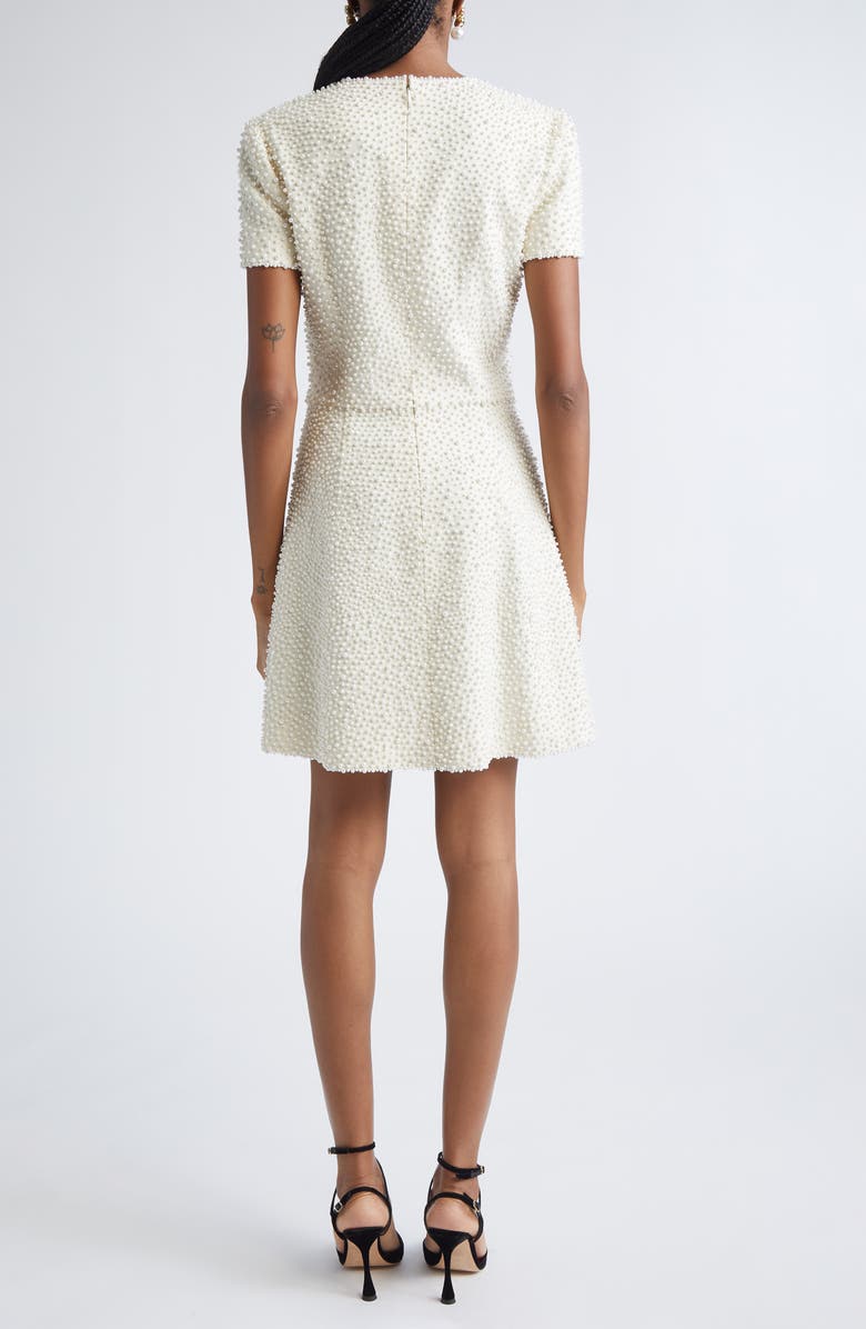 Carolina Herrera Faux Pearl Embellished A-Line Minidress, Alternate, color, Ivory