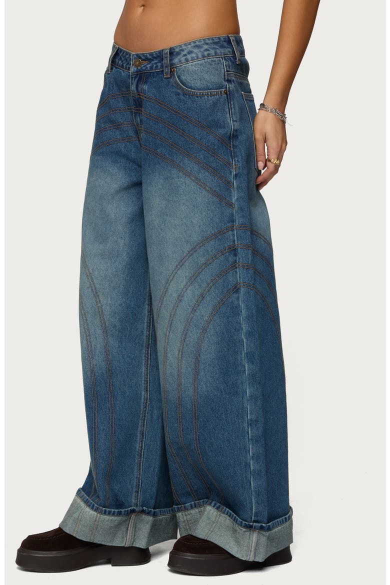 Cuffed Seamed Low Rise Baggy Jeans, Alternate, color, LIGHT-BLUE-WASHED