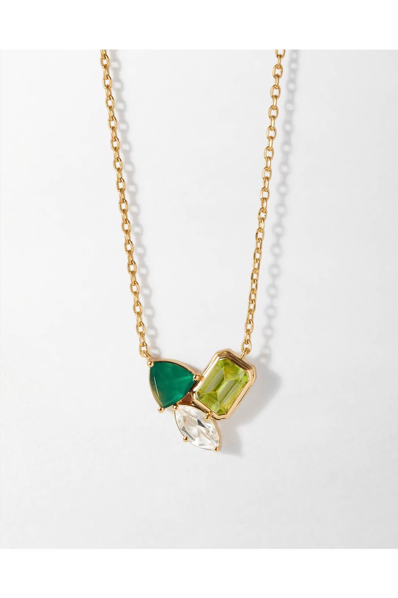 Trinity Green Gemstone Necklace, Main, color, Green