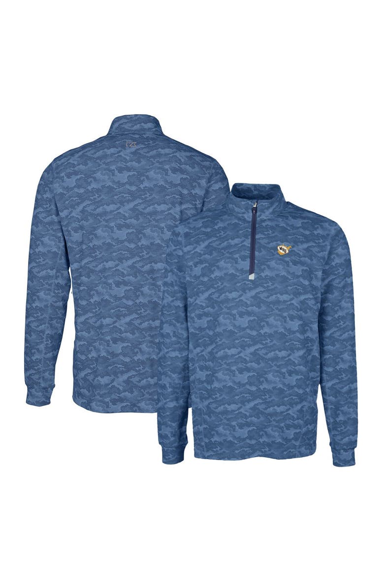 Cutter & Buck Men's Cutter & Buck Navy West Virginia Mountaineers Vault Traverse Camo Print Stretch Quarter-Zip Pullover Top, Main, color, 