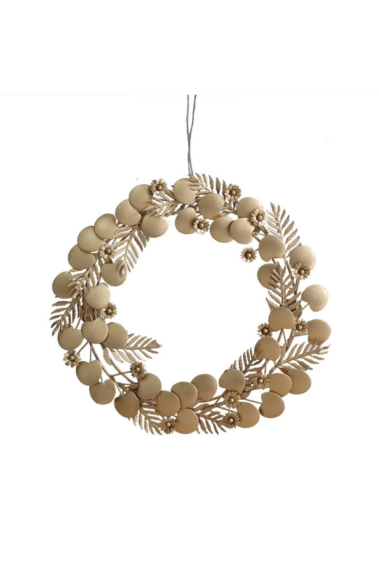 12" Mixed Metal Wreath with Leaves and Berries, Main, color, Mixed metal finish