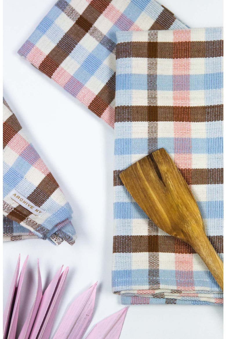 Handwoven Classic Plaid Cotton Napkins, Set of 4, Alternate, color, Brown