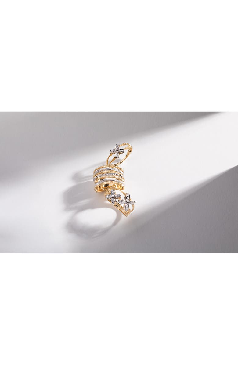 Marco Bicego Marrakech Onde 18K Yellow & White Gold with Diamond Flowers Ring, Alternate, color, Yellow Gold/ White Gold