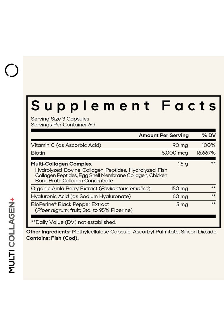 Multi Collagen+, Vit C, Biotin 5000mcg Supplement, Alternate, color, White