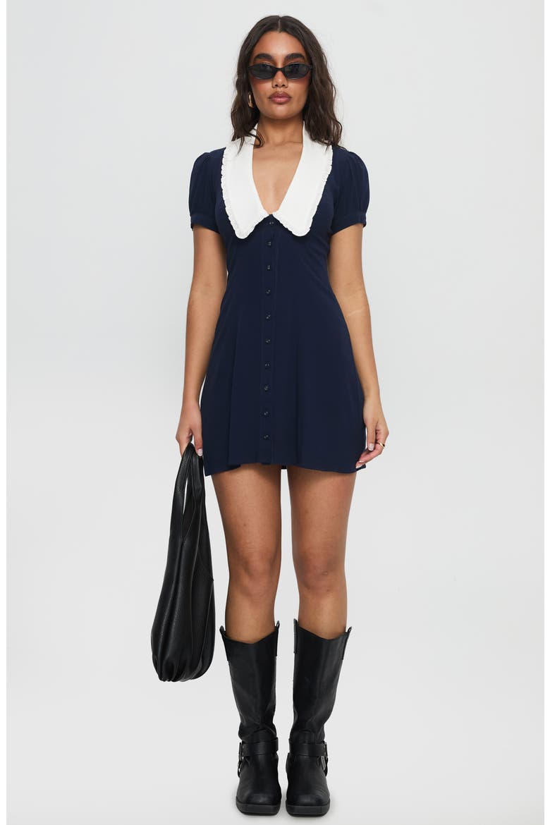 Fabiola Collared Minidress, Alternate, color, NAVY
