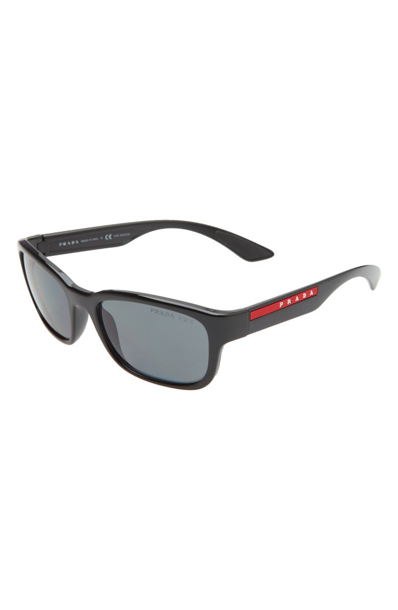 Prada Linea Rossa Impavid 57mm Polarized Wraparound Sunglasses, Alternate, color, 
