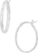 Argento Vivo Sterling Silver Textured Oval Hoop Earrings