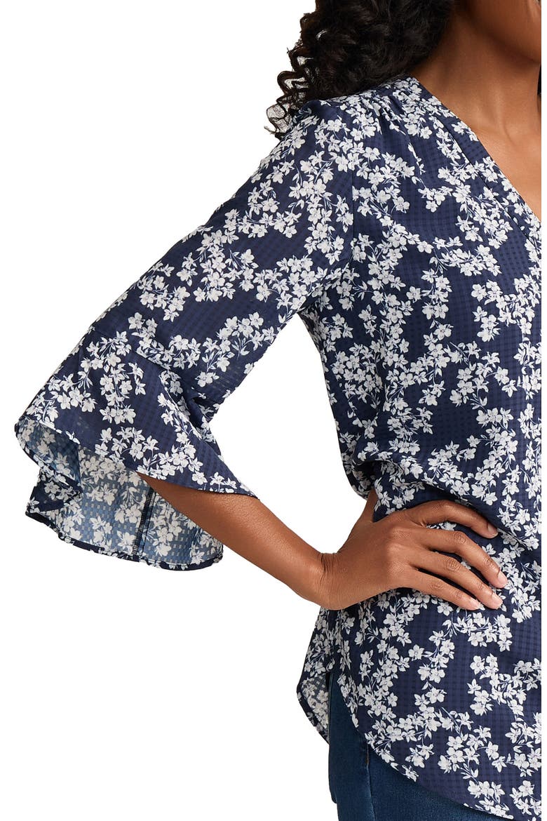 Floral Print Woven Shirt, Alternate, color, PACIFIC NAVY/NATURAL WHITE