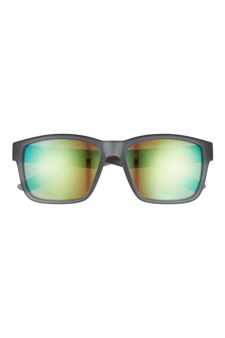 Square Polarized Sunglasses, Main, color, MATTE SMOKE CRYSTAL/ GREEN