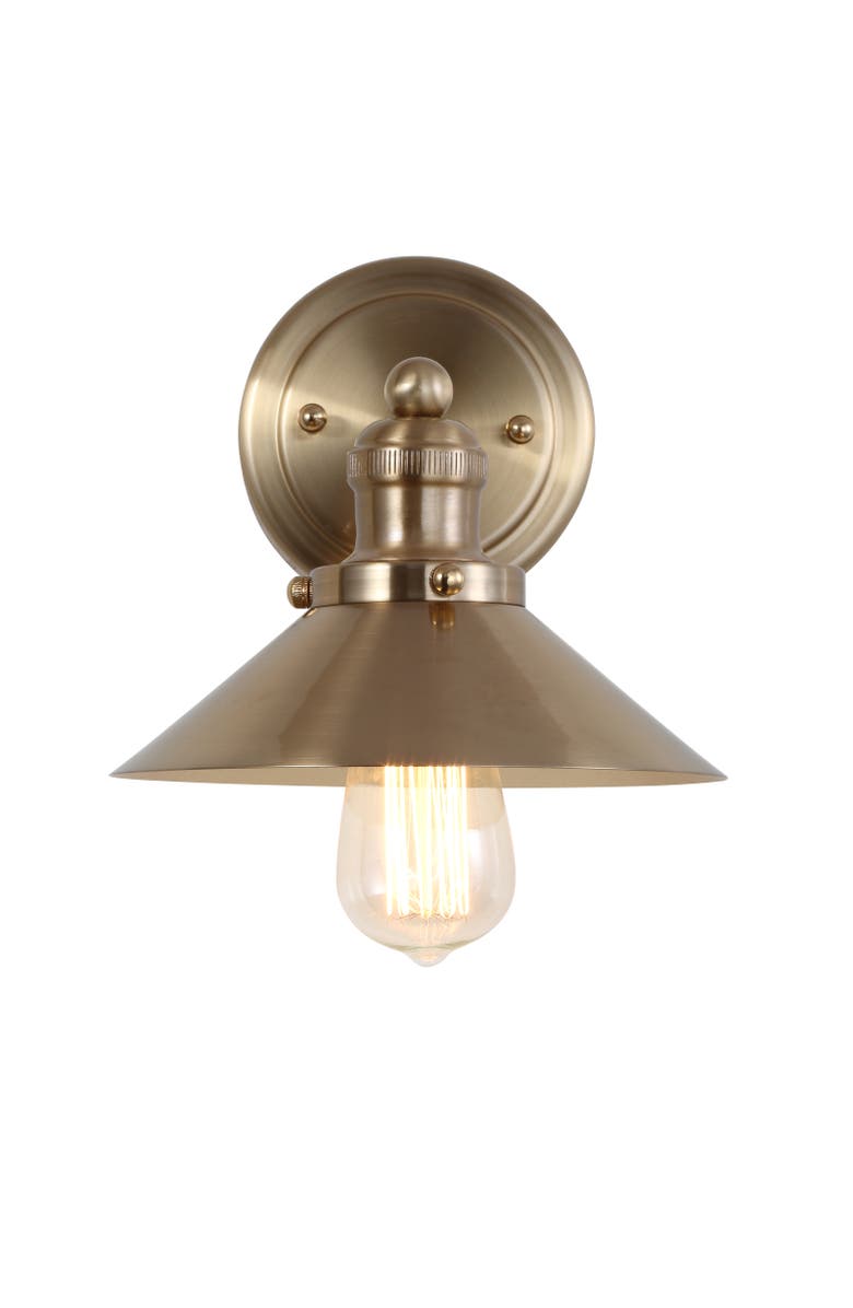 JONATHAN Y July Metal Shade Sconce, Main, color, Brass Gold