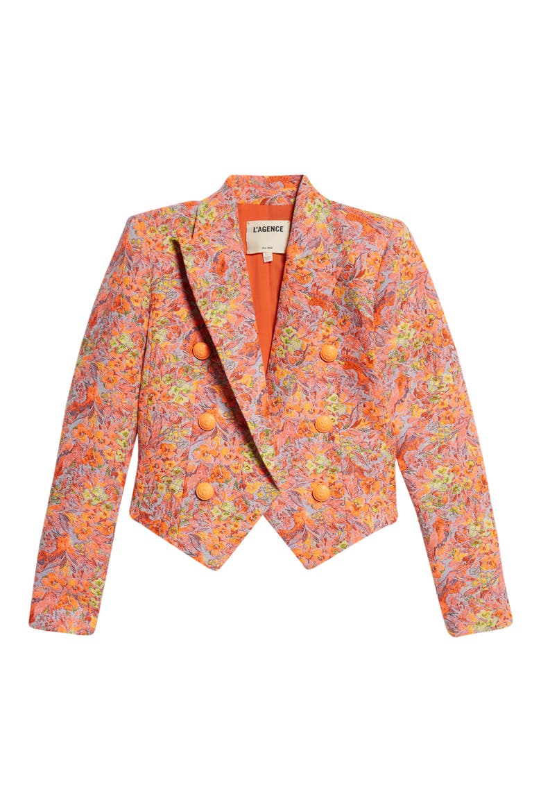Lila Floral Jacquard Jacket, Alternate, color, ORANGE MULTI FLORAL