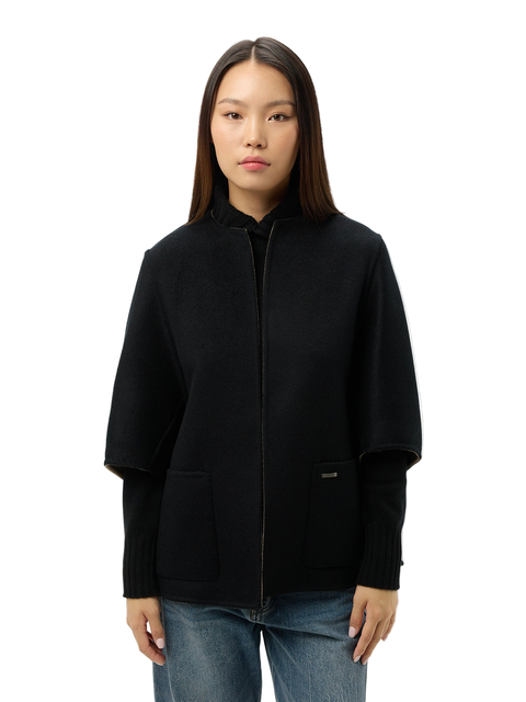 Patch Pocket Cashmere Poncho Jacket
