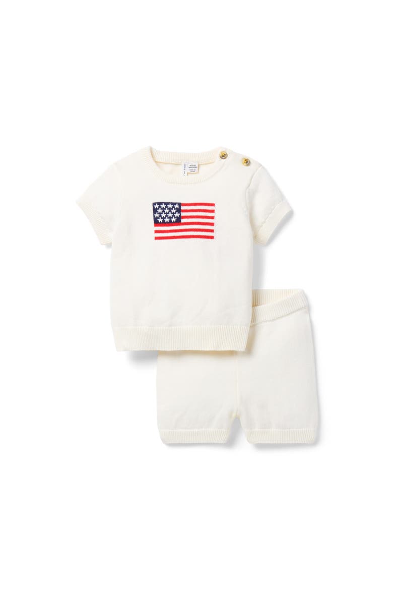 Americana Flag Sweater Short Set, Main, color, Ivory