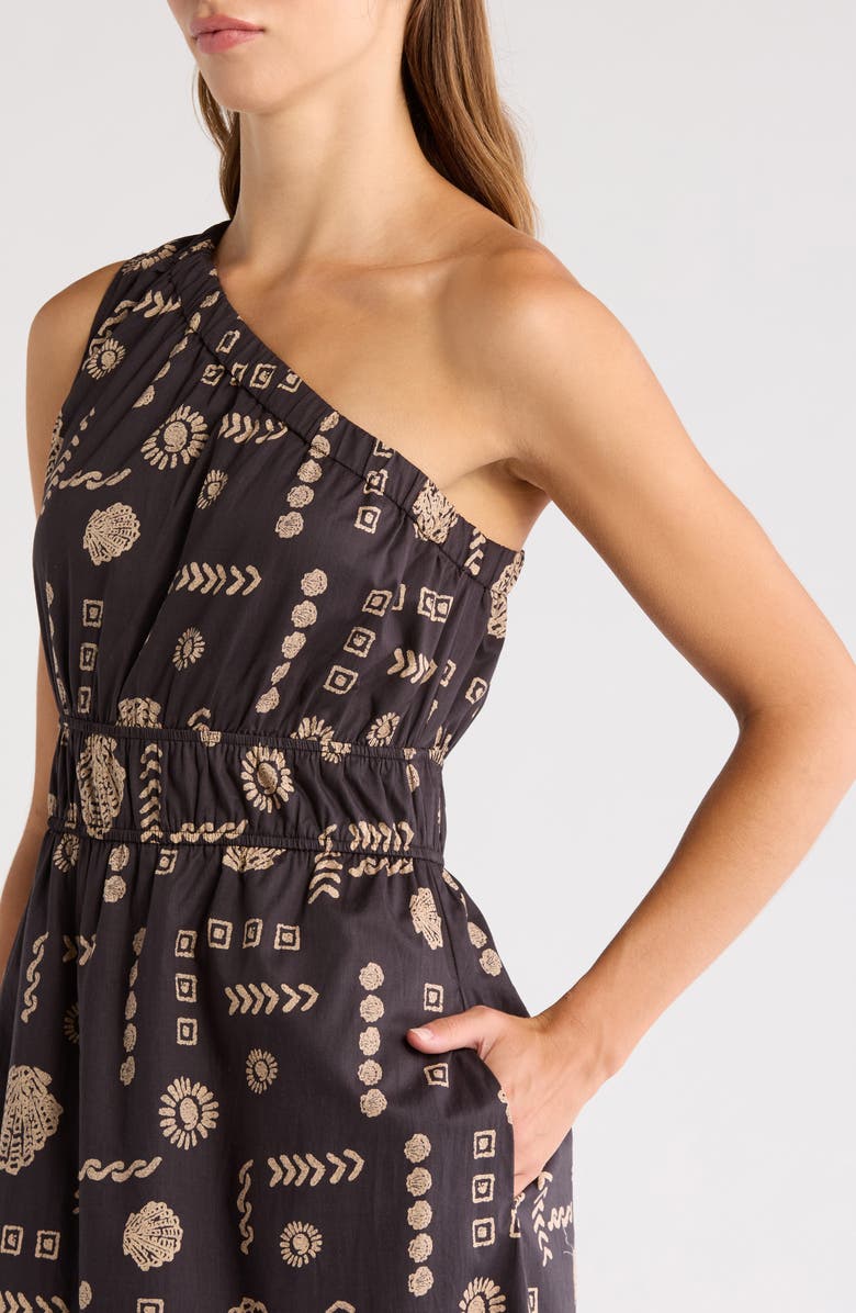 Rails Selani Floral One-Shoulder Cotton Midi Dress, Alternate, color, Beach Shells