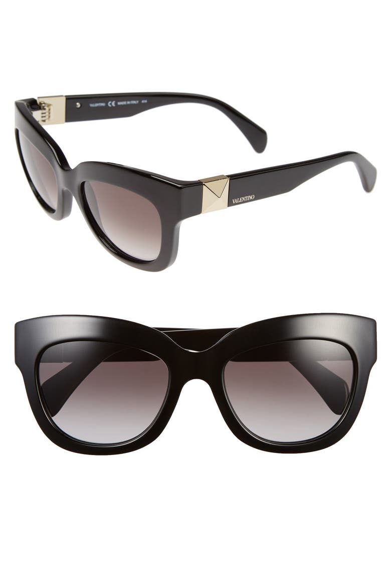 'Superstud' 53mm Cat Eye Sunglasses, Main, color, BLACK