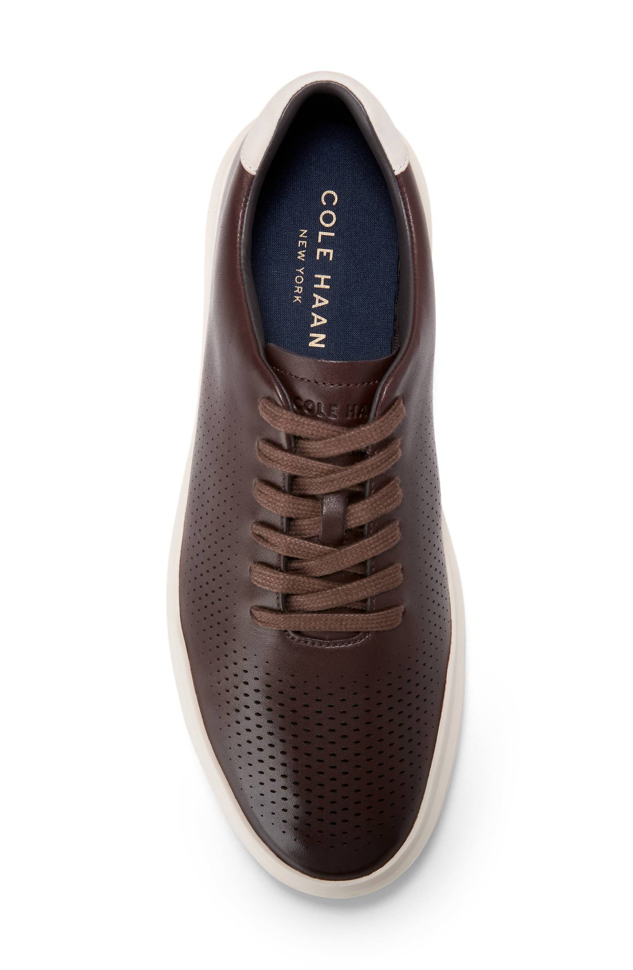 Cole Haan Laser Cut Leather Sneaker, Alternate, color, Madra/ Oyster Mushroom