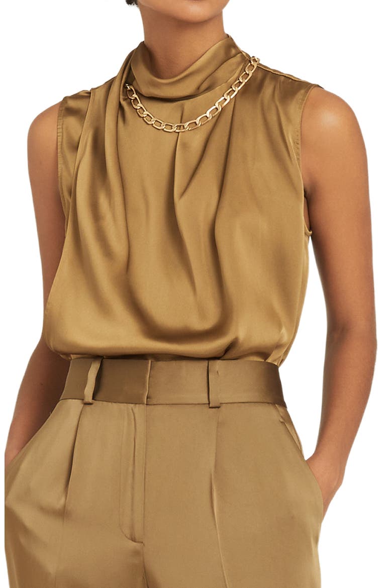 Freya Chain Detail Sleeveless Top, Main, color, KHAKI