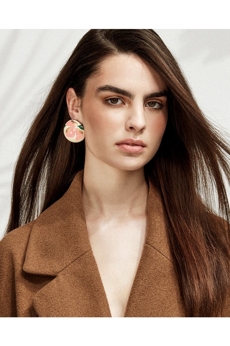 Gaia Floral Jumbo Earrings, Alternate, color, Powder Pink