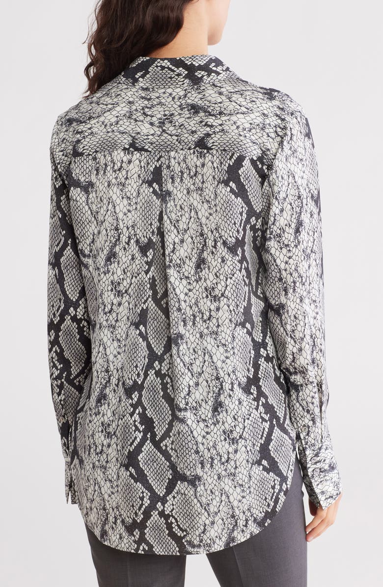 Theory Sunaya Silk Snakeskin Button Front Top, Alternate, color, Gray