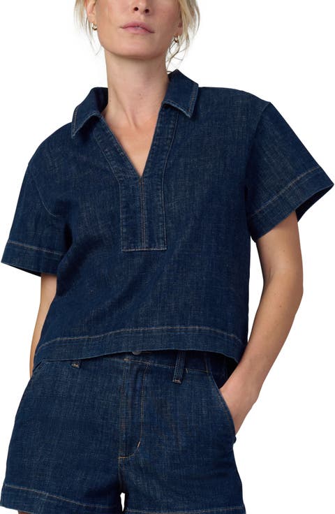 Lillian Denim Popover Top (Out of Control)